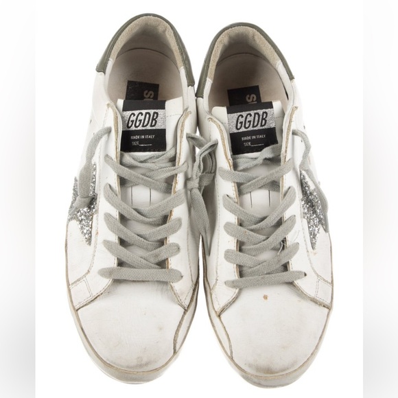 Golden Goose White and Silver Star Sneakers - Picture 1 of 3
